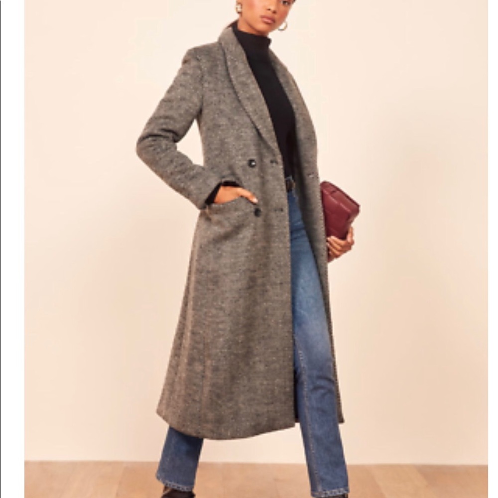 Reformation York Coat in herringbone in size small